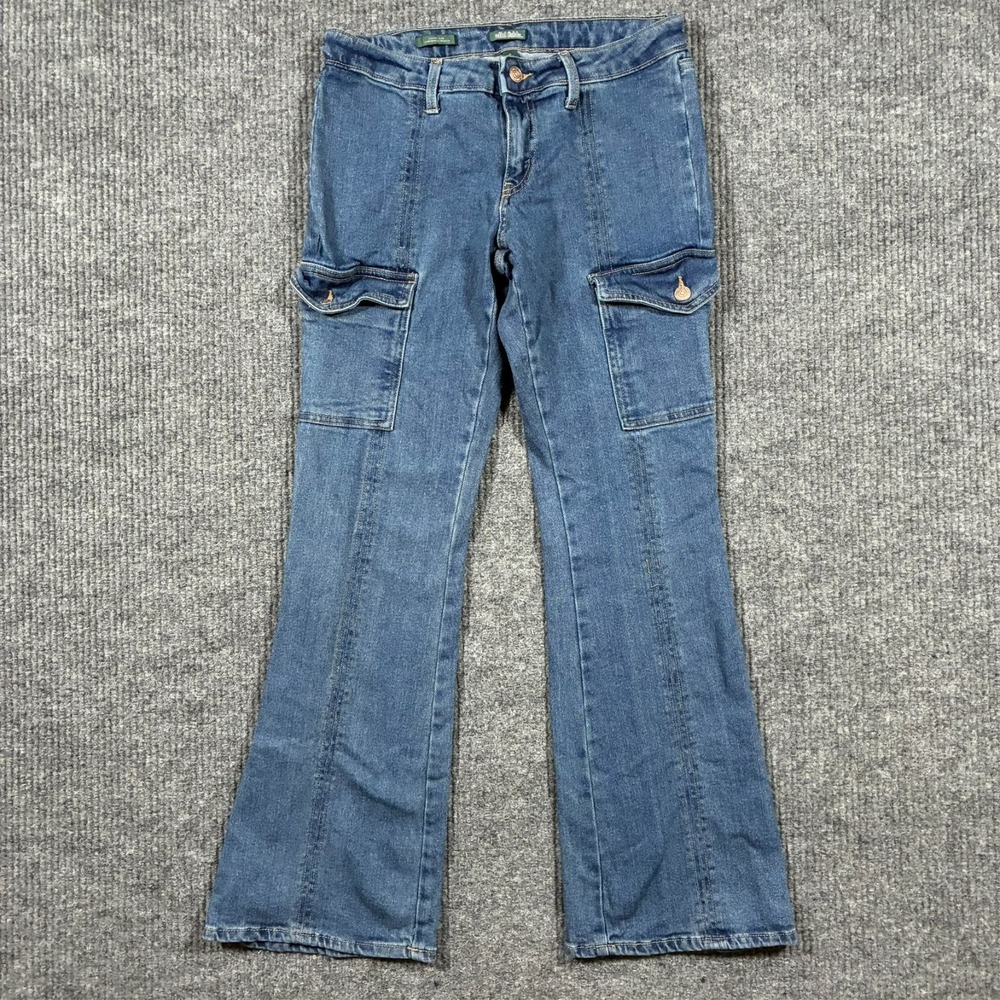 Wild Fable Womens Low‎ Rise Flare Cargo Jeans Size 10 Blue Y2K Denim Stretch